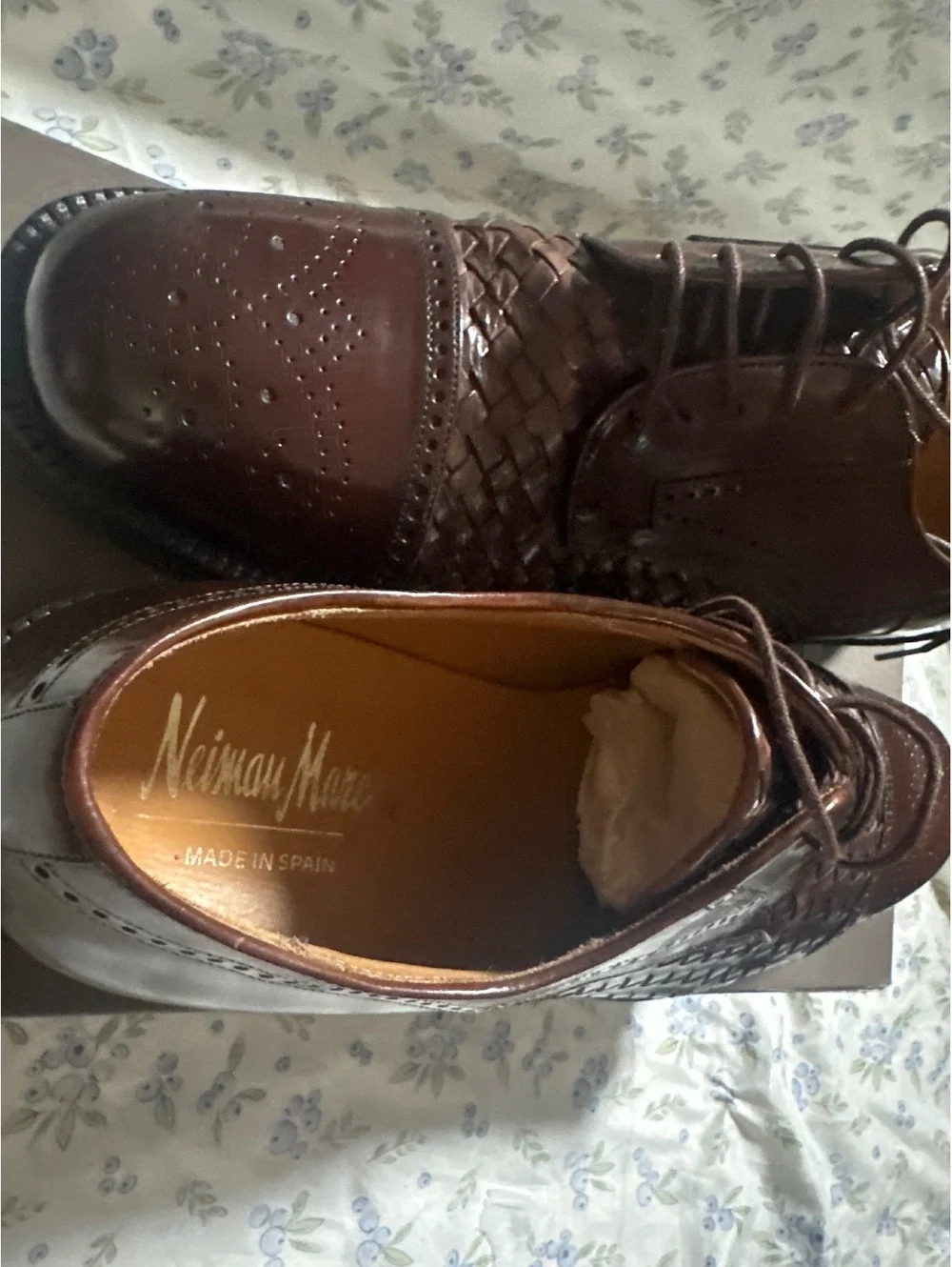 Neiman Marcus Men's Brown Leather Woven Dress Shoes Size 10M
